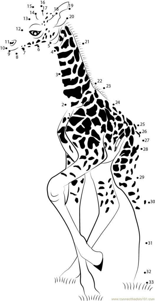 Baby Giraffe Dot To Dot Printable Worksheet Connect The Dots