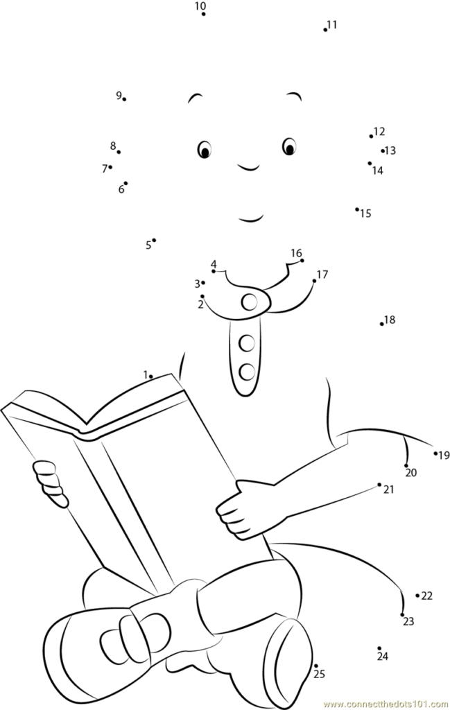 Caillou Reading A Book Dot To Dot Printable Worksheet Connect The Dots