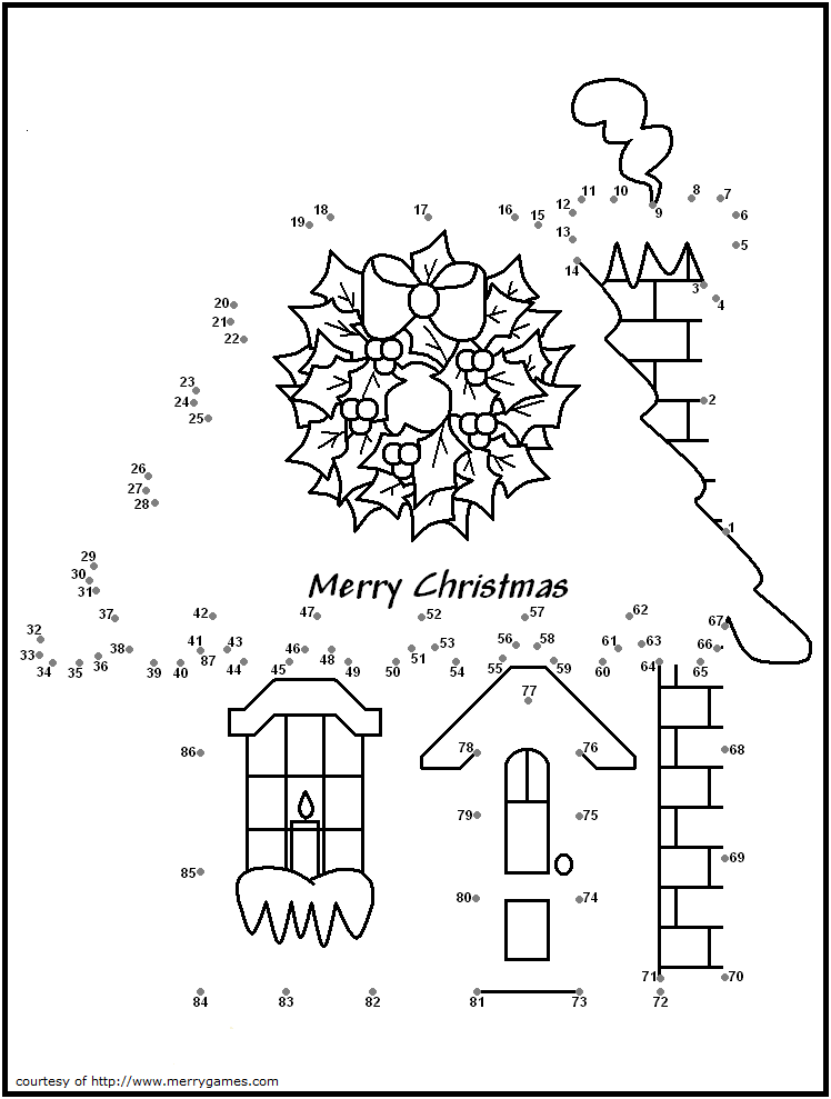 Christmas House Dot To Dot Christmas Coloring Pages Christmas 