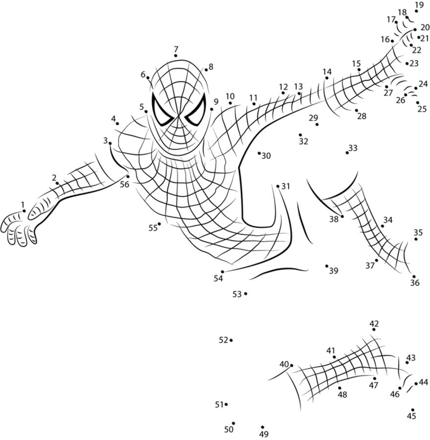 Connect The Dots Spider Man Printable For Kids Adults Free