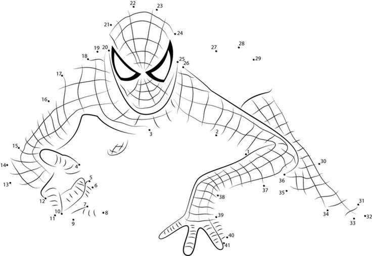 Connect The Dots Spider Man Printable For Kids Adults Free 