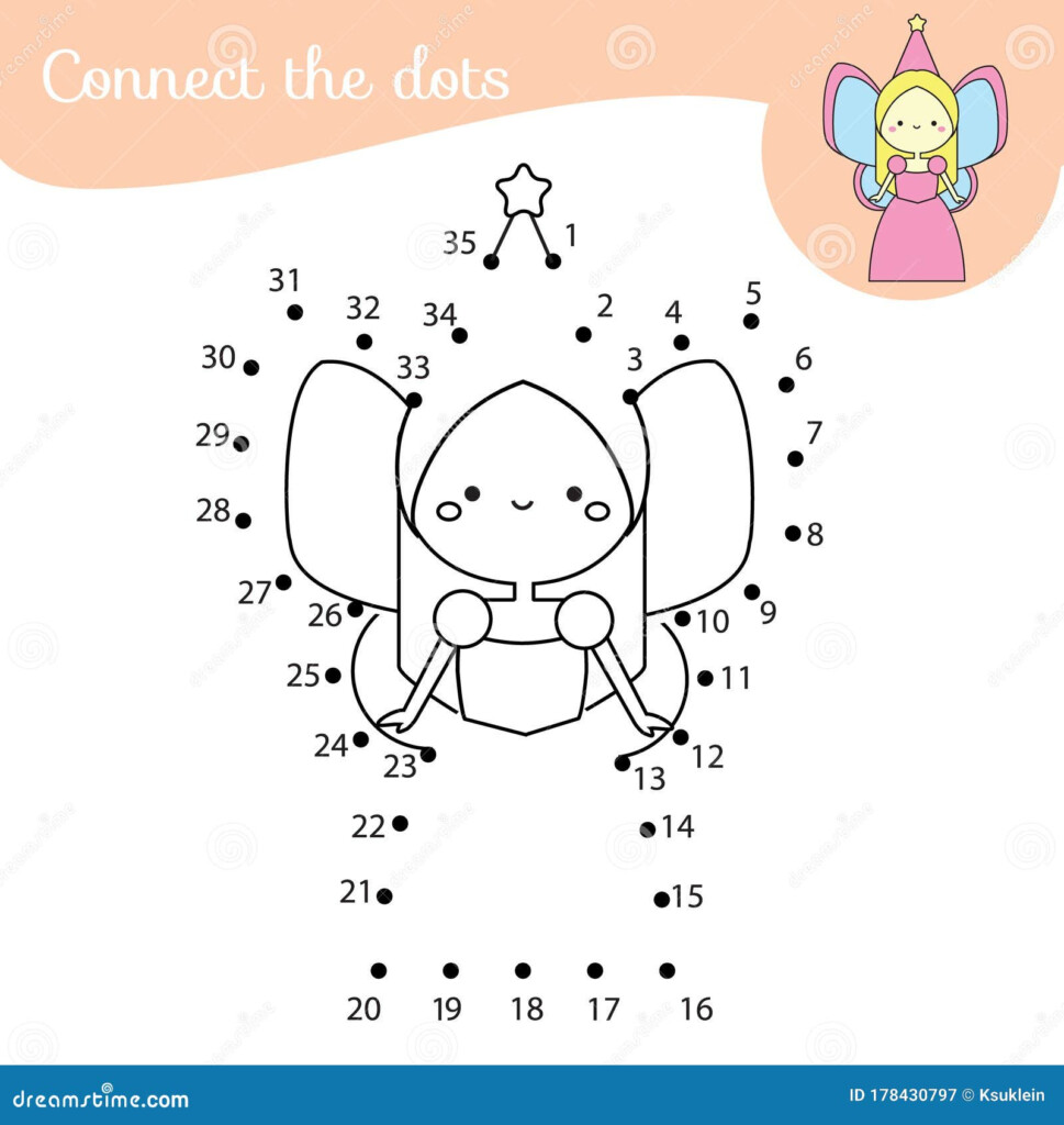 Cute Fairy Connect The Dots Dot To Dot By Numbers Activity For Kids 