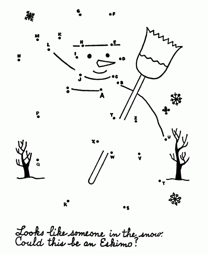 Dot to Dot Coloring Activity Pages Kids Snowman Connect The Dots 