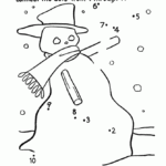 Dot to Dot Coloring Activity Pages Kids Snowman With Shovel Connect