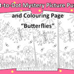 Dot to Dot Mystery Picture Puzzle And Colouring Page Butterflies