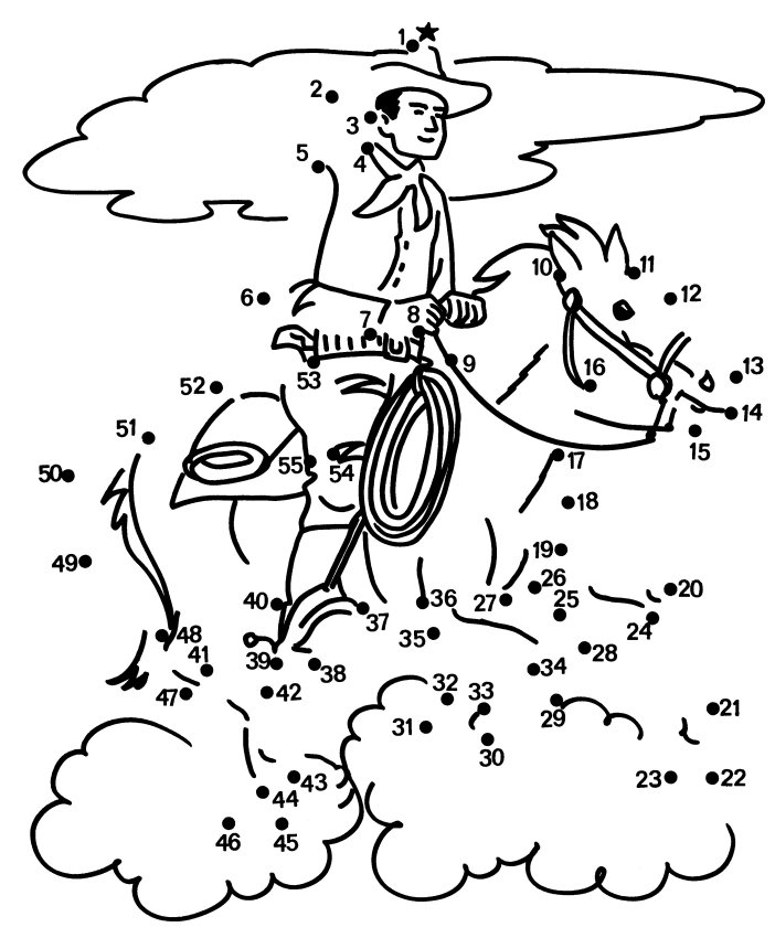 Cowboy Dot To Dot Printables - DottoDotPrintables.net