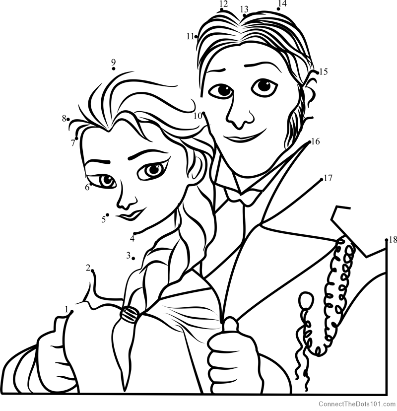 Elsa And Hans Frozen Dot To Dot Printable Worksheet Connect The Dots