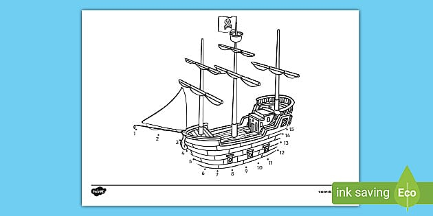 FREE Pirate Ship Dot To Dot Primary Resources Twinkl
