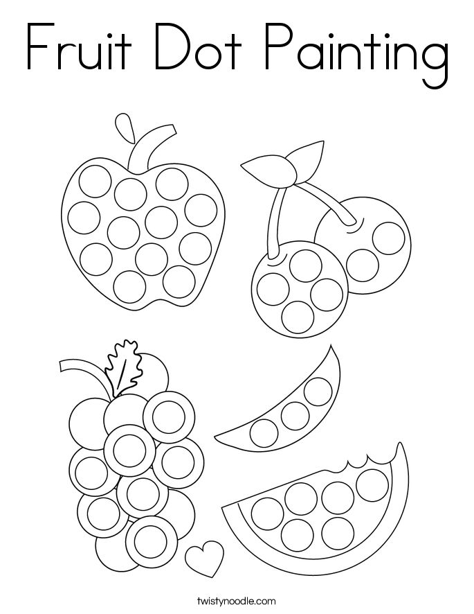 Fruit Dot Painting Coloring Page Twisty Noodle Fruit Coloring Pages 