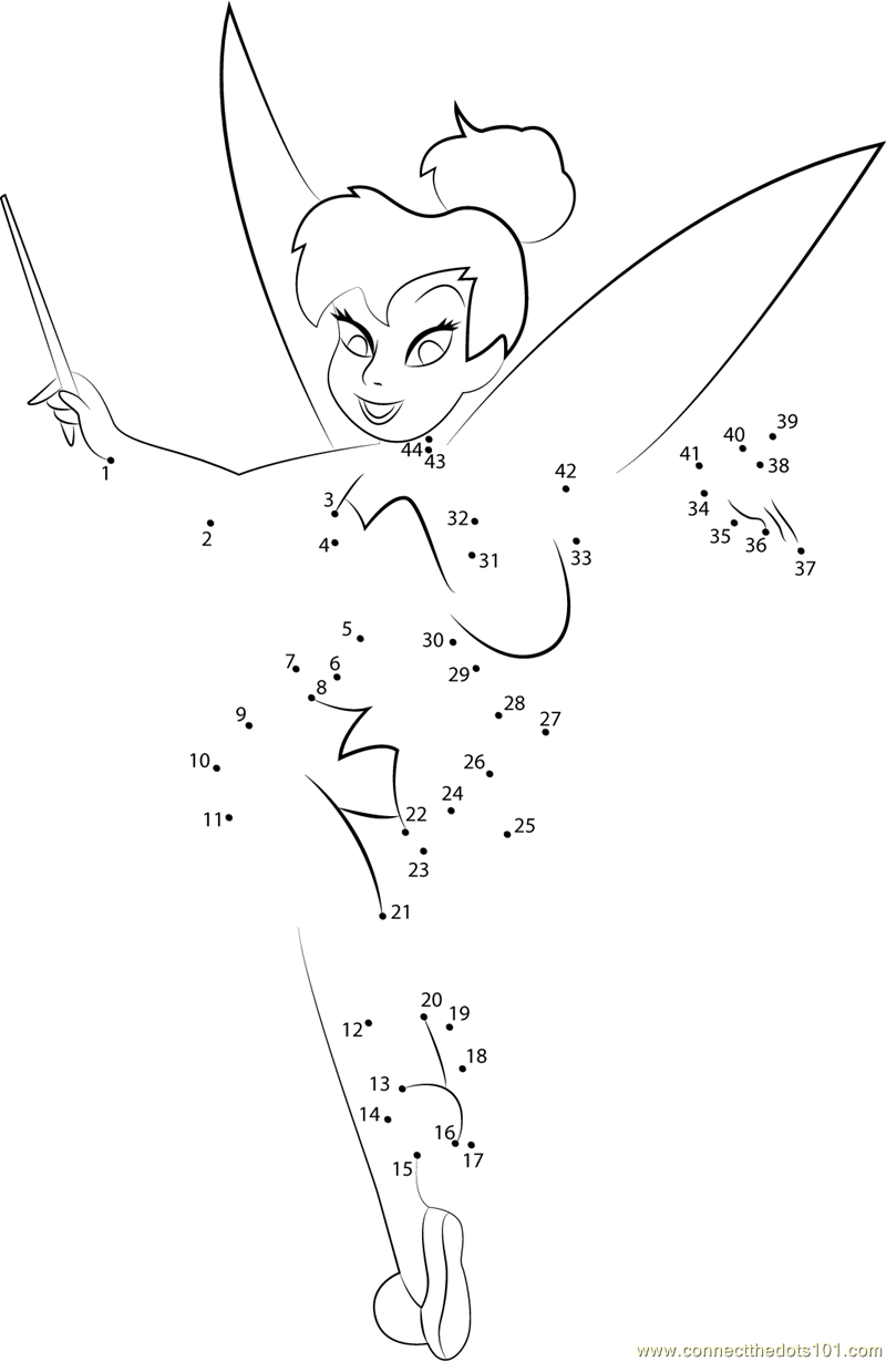 Happy Tinkerbell Dot To Dot Printable Worksheet Connect The Dots