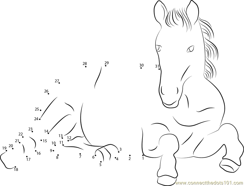 Horse Dot To Dot Printable Worksheet Connect The Dots