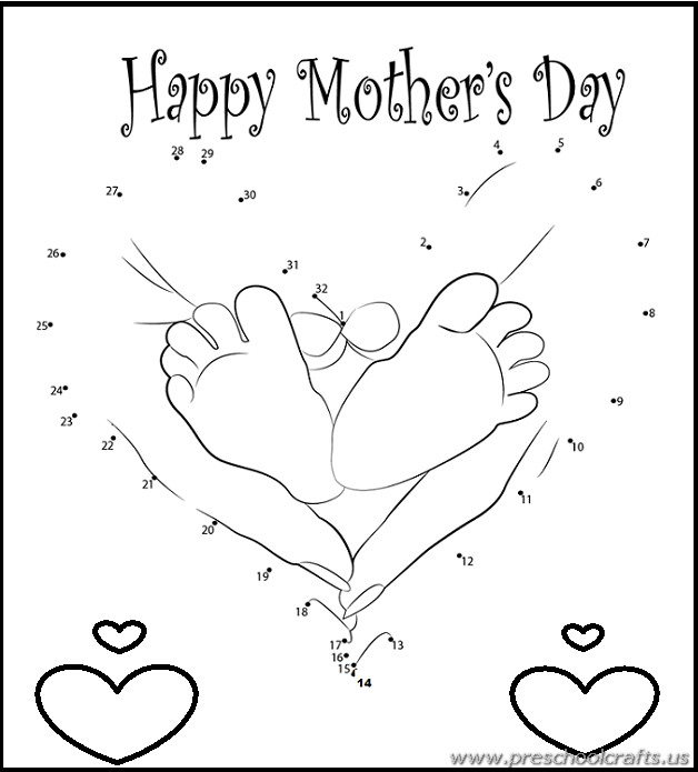 Kindergarten Mothers Day Free Dot To Dots Worksheets Preschool Crafts