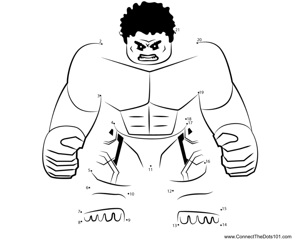 Lego The Hulk Dot To Dot Printable Worksheet Connect The Dots