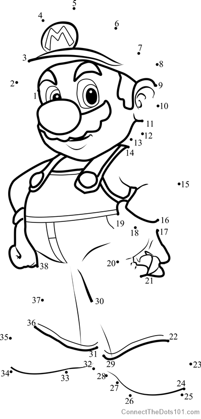 Mario From Super Mario Dot To Dot Printable Worksheet Connect The Dots