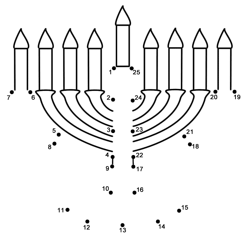 Menorah Connect The Dots Count By 1 s Hanukkah Hanukkah Coloring