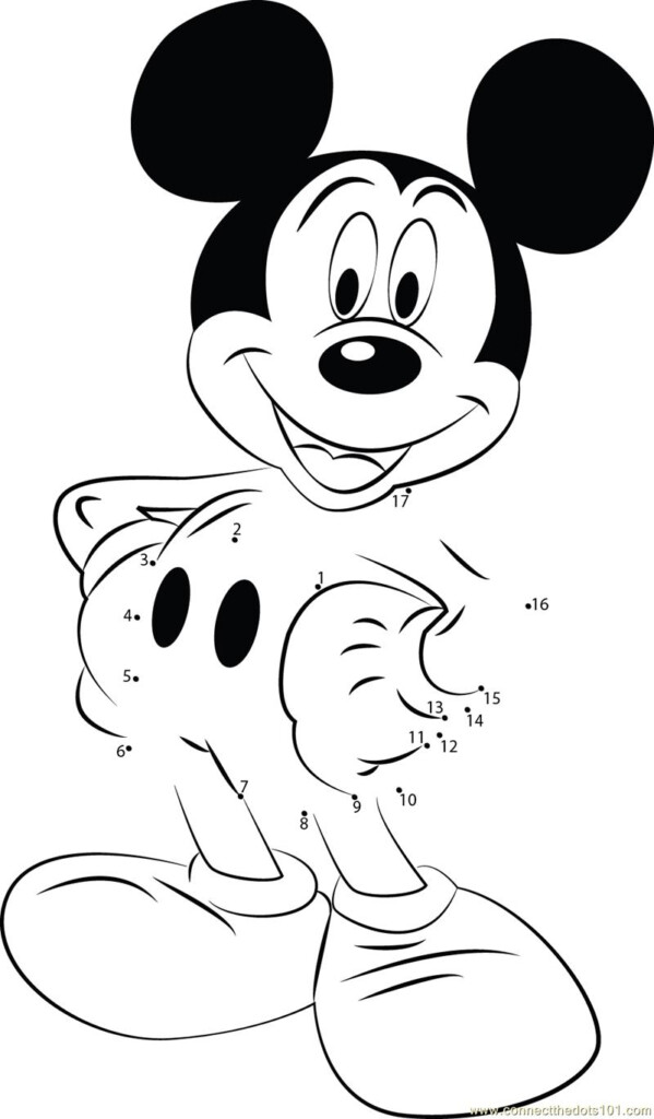 Mickey Mouse Smile Dot To Dot Printable Worksheet Connect The Dots
