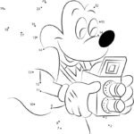 Mickey Mouse With Camera Dot To Dot Printable Worksheet