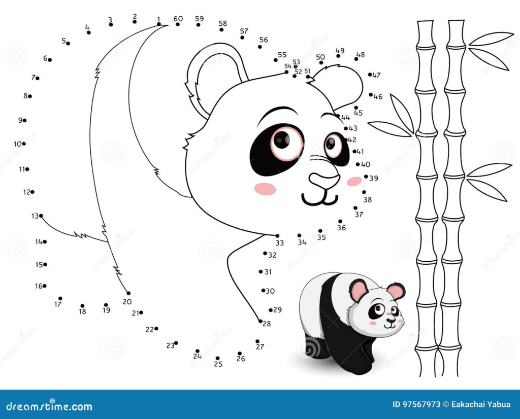 Panda Connect The Dots And Color Set4 Stock Vector Illustration Of 