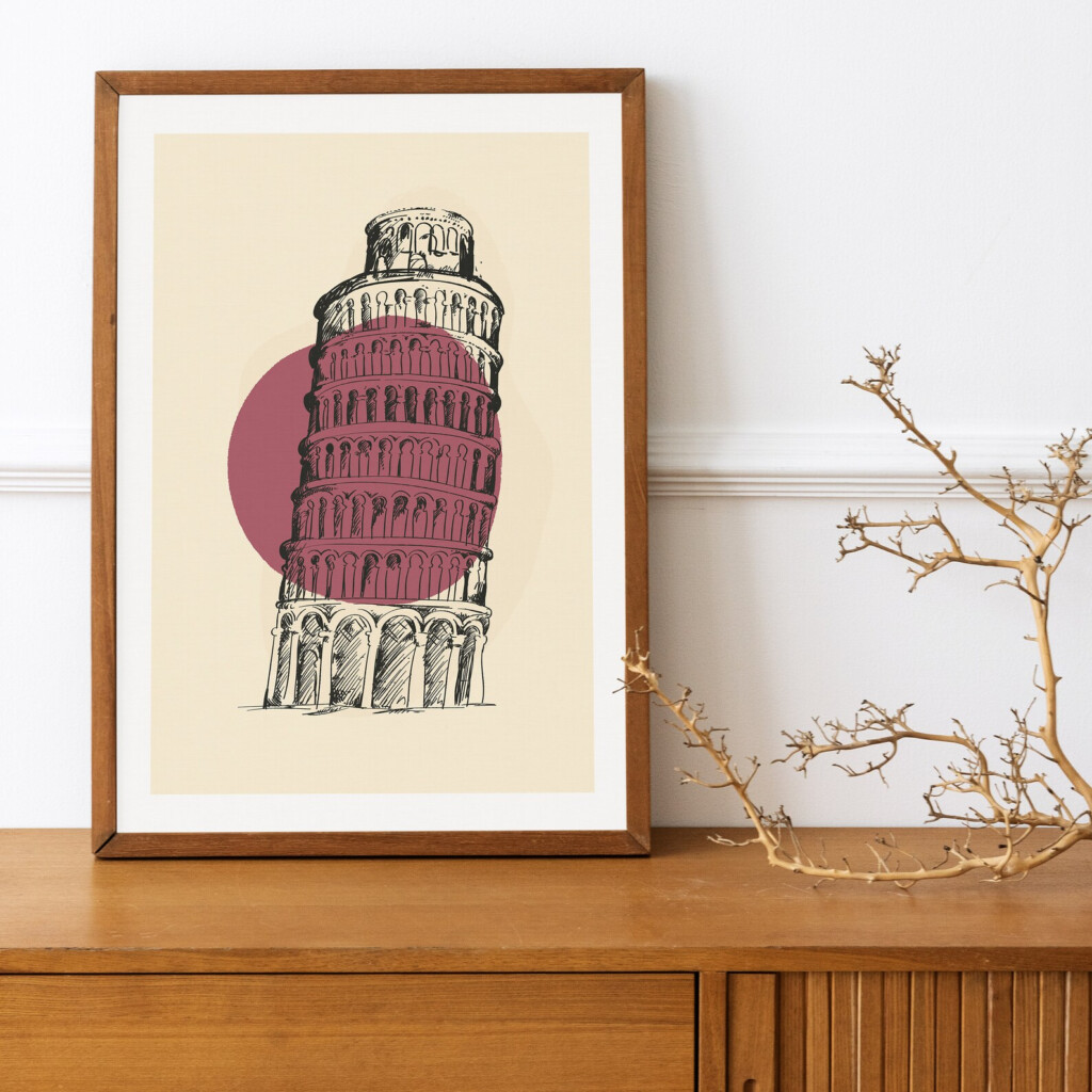 Printable Leaning Tower Of Pisa Poster Printable Wall Art Etsy