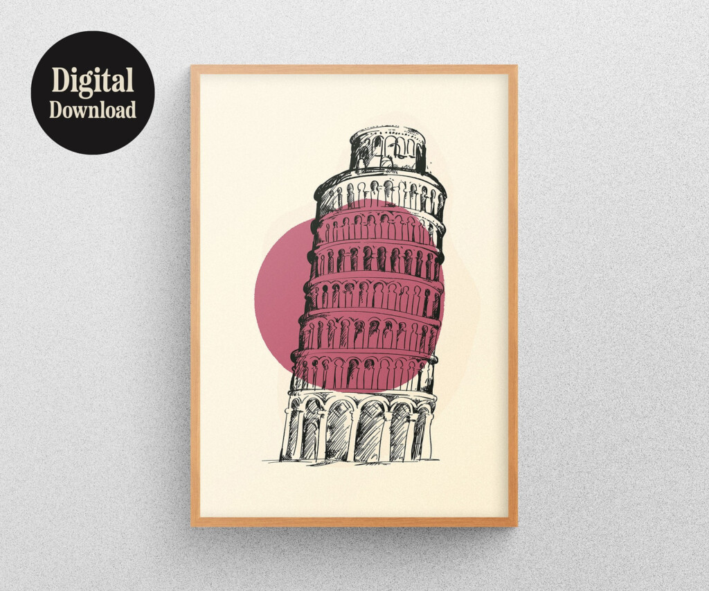 Printable Leaning Tower Of Pisa Poster Printable Wall Art Etsy