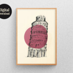 Printable Leaning Tower Of Pisa Poster Printable Wall Art Etsy