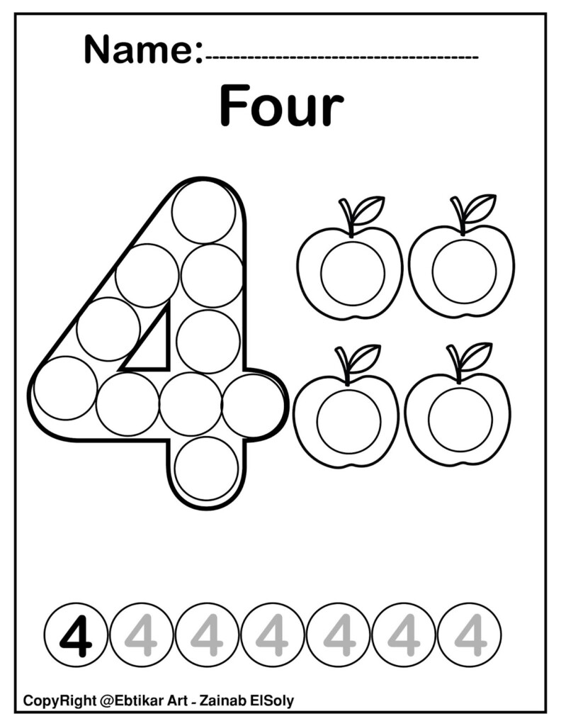 Set Of 123 Numbers count Apples Dot Marker Activity Coloring Pages 
