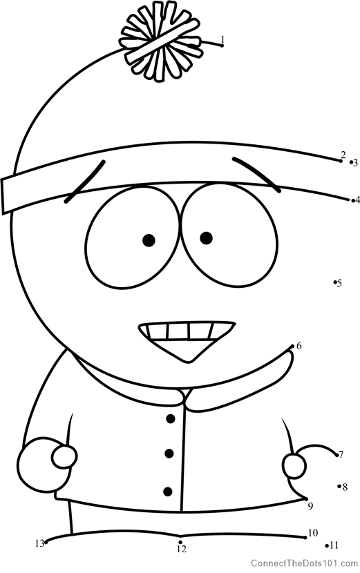 Stan Marsh From South Park Dot To Dot Printable Worksheet Connect The