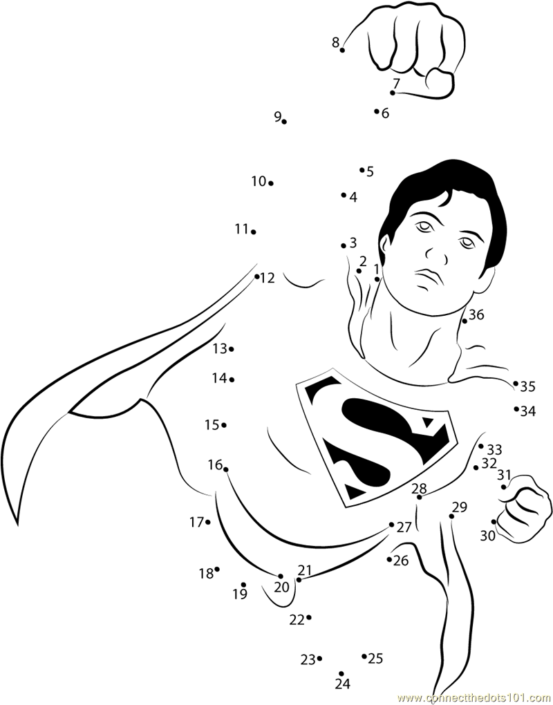 Superman In Marvel Dot To Dot Printable Worksheet Connect The Dots
