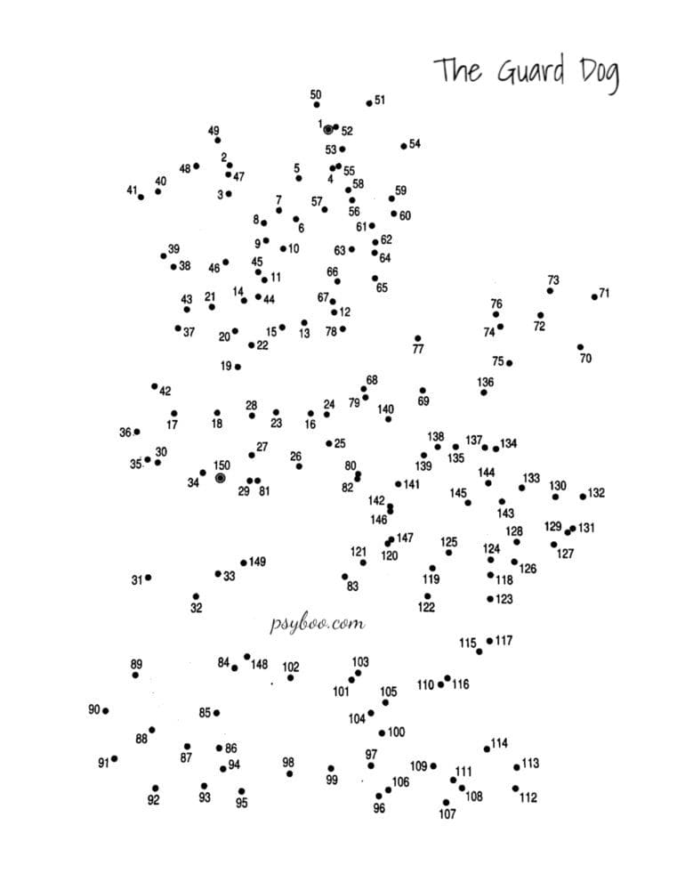 The Guard Dog Dot To Dot 1 150 Prinr Free PDF Connect The Dots Sheets