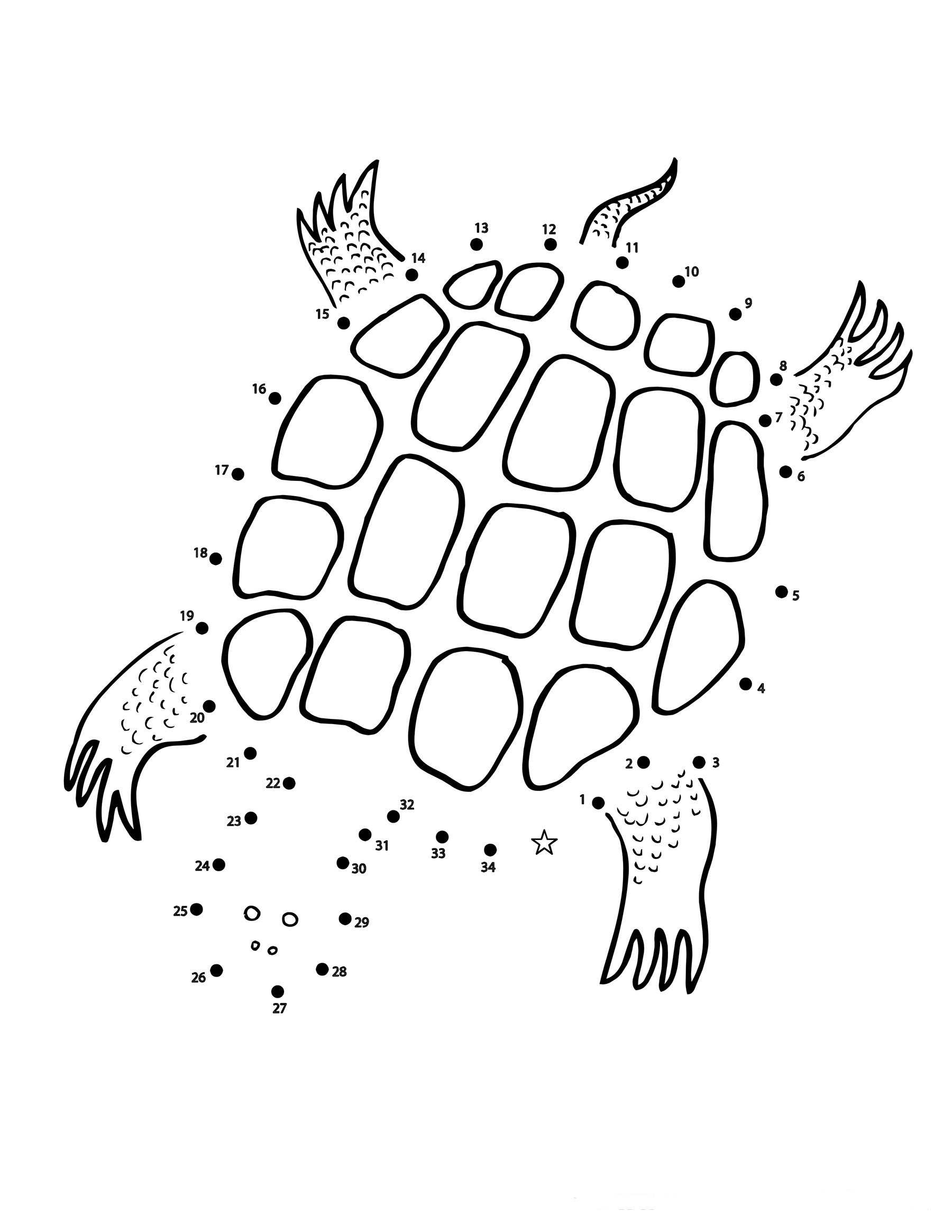 Turtle Dot To Dots Coloring Page Free Printable Coloring Pages For Kids